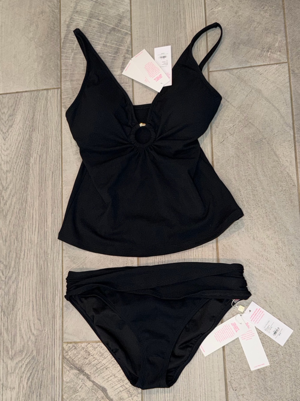 NWT Lilly Pulitzer Brenta Tankini Lagoon Hipster Swim Set Black 10